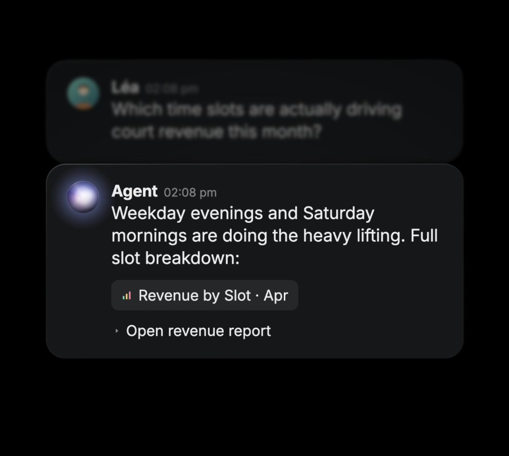 Pulse AI breaking down which time slots drive court revenue